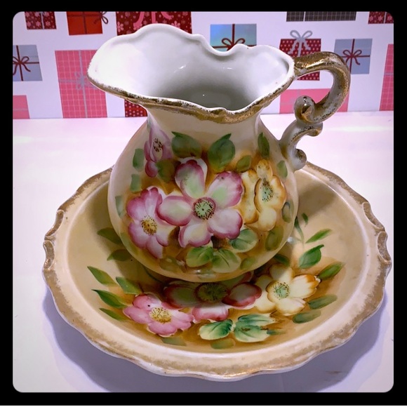 Antique VTG HOMCO Pitcher & Bowl # 1186